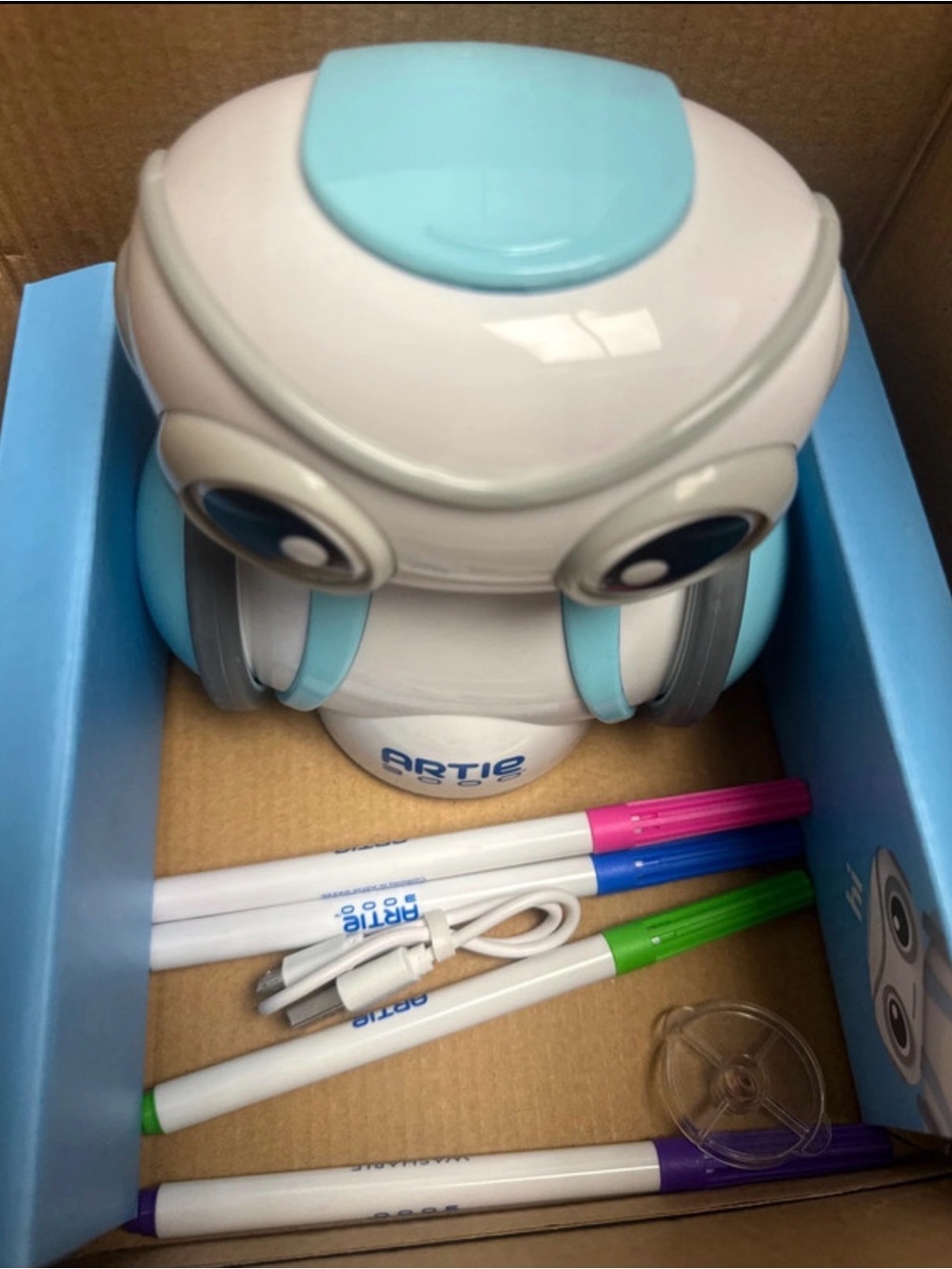 Light Blue and White Interactive Learning Robot for Kids